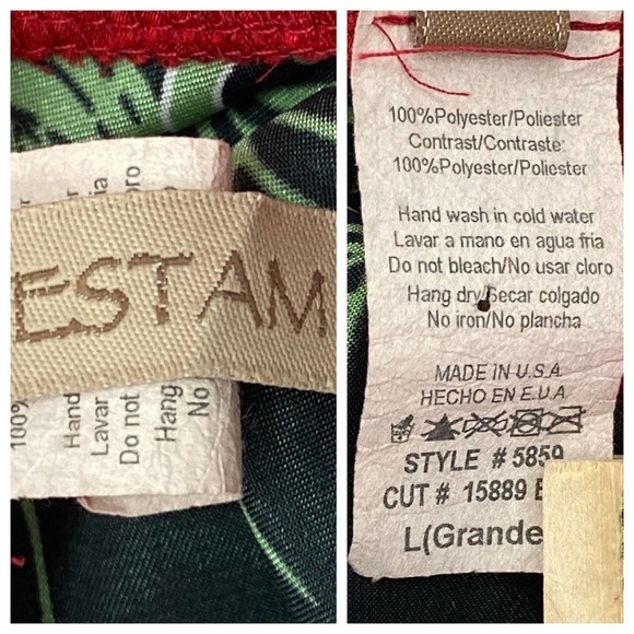 ESTAM Red Floral V-Neck Blouse Size Large - Picture 11 of 14